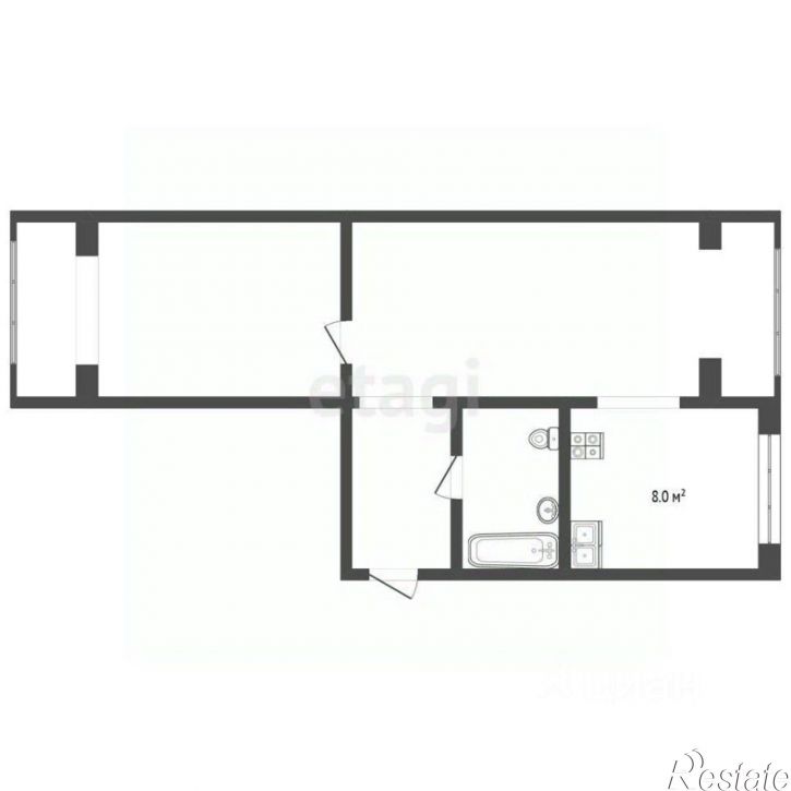 2-комн квартира улица Марцинкевича, 55А,  д. 55А