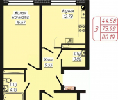 3-комн, 80 кв м, этаж 1/9 ул 40 лет Октября, 37