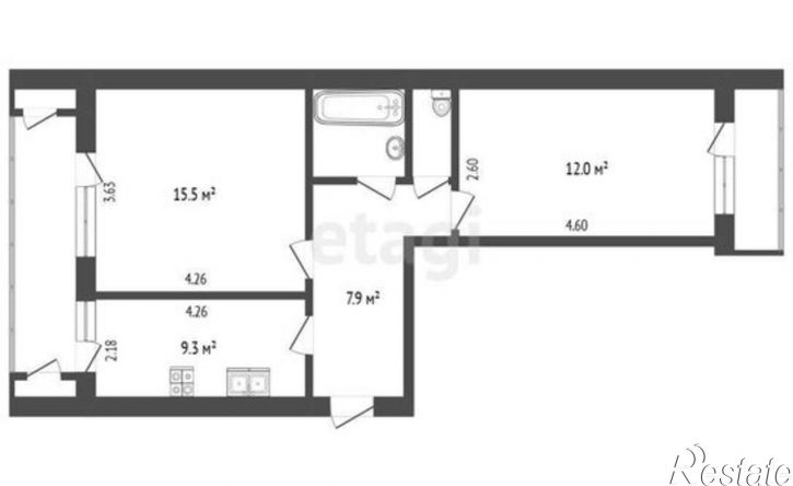 2-комн квартира ул Седлогорская, 95,  д. 95