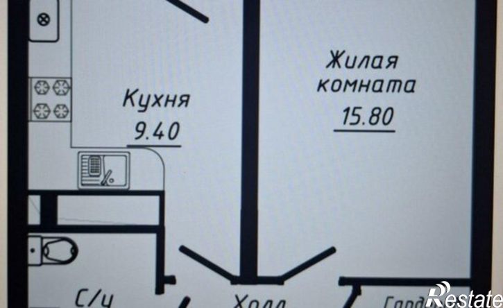 1-комн квартира улица 40 лет Октября, 37Б,  д. 37Б