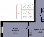 1-комн, 54кв м, этаж 4/9 ул Ленинградская, 77