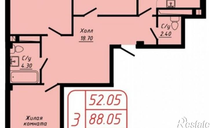 3-комн квартира ул Ленинградская, 77,  д. 77