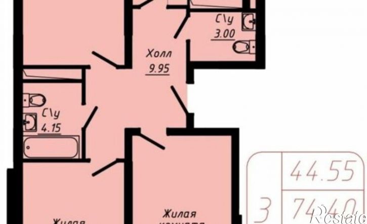 3-комн квартира ул Ленинградская, 77,  д. 77