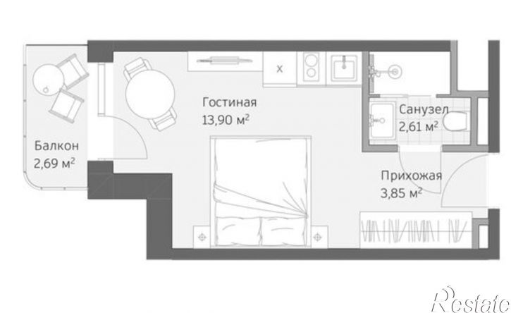 1-комн квартира в новом доме улица Авиации, 2,  д. 2