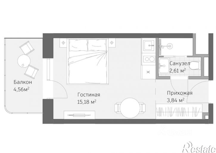 1-комн квартира в новом доме улица Авиации, 2,  д. 2