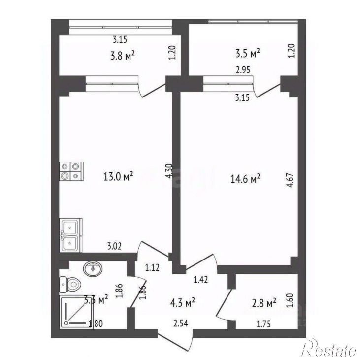 1-комн квартира улица Марцинкевича, 55А,  д. 55А