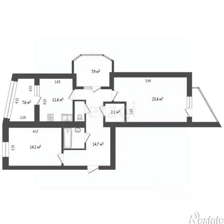 3-комн квартира ул Центральная, 39,  д. 39