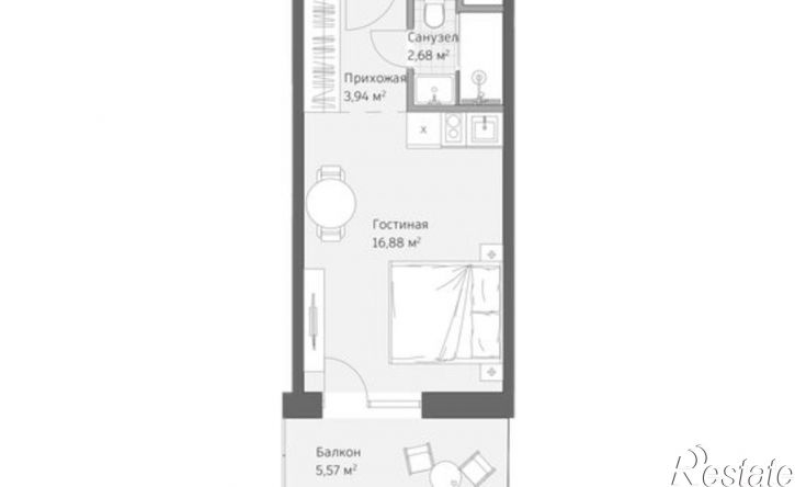 1-комн квартира в новом доме улица Авиации, 2,  д. 2