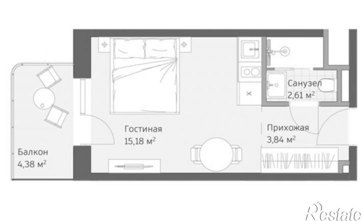 1-комн квартира в новом доме Кисловодск, улица Авиации, 2