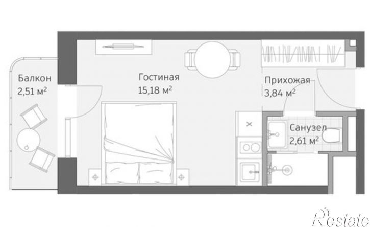 1-комн квартира в новом доме улица Авиации, 2,  д. 2