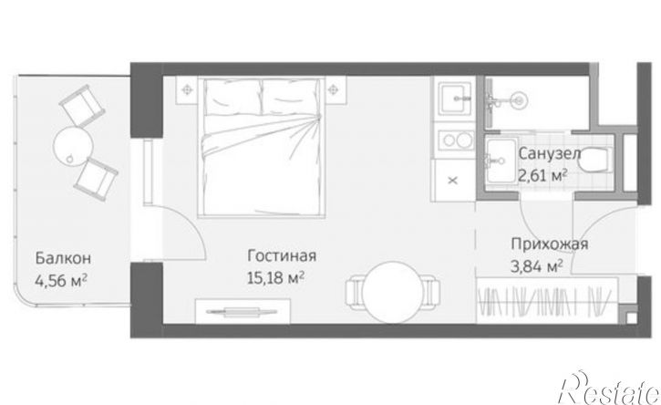 1-комн квартира в новом доме улица Авиации, 2,  д. 2