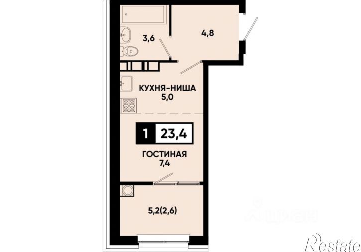 1-комн квартира в новом доме городской округ Кисловодск