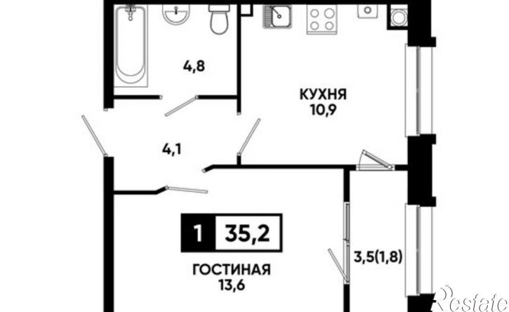 1-комн квартира клубный квартал Печорин