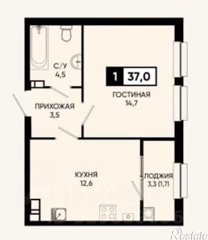 1-комн квартира ул Рассветная, 3а,  д. 3а
