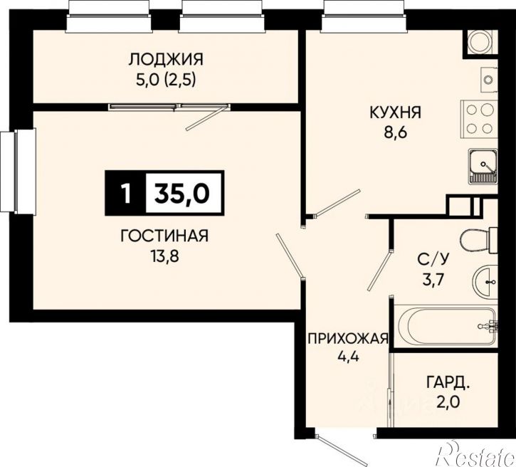1-комн квартира в новом доме городской округ Кисловодск
