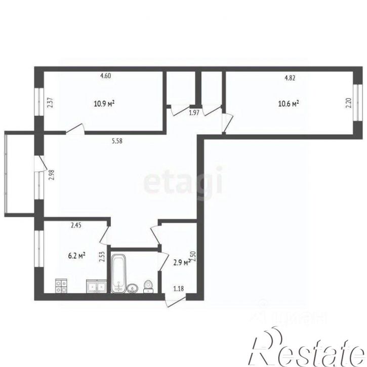 3-комн квартира улица Кутузова, 109,  д. 109